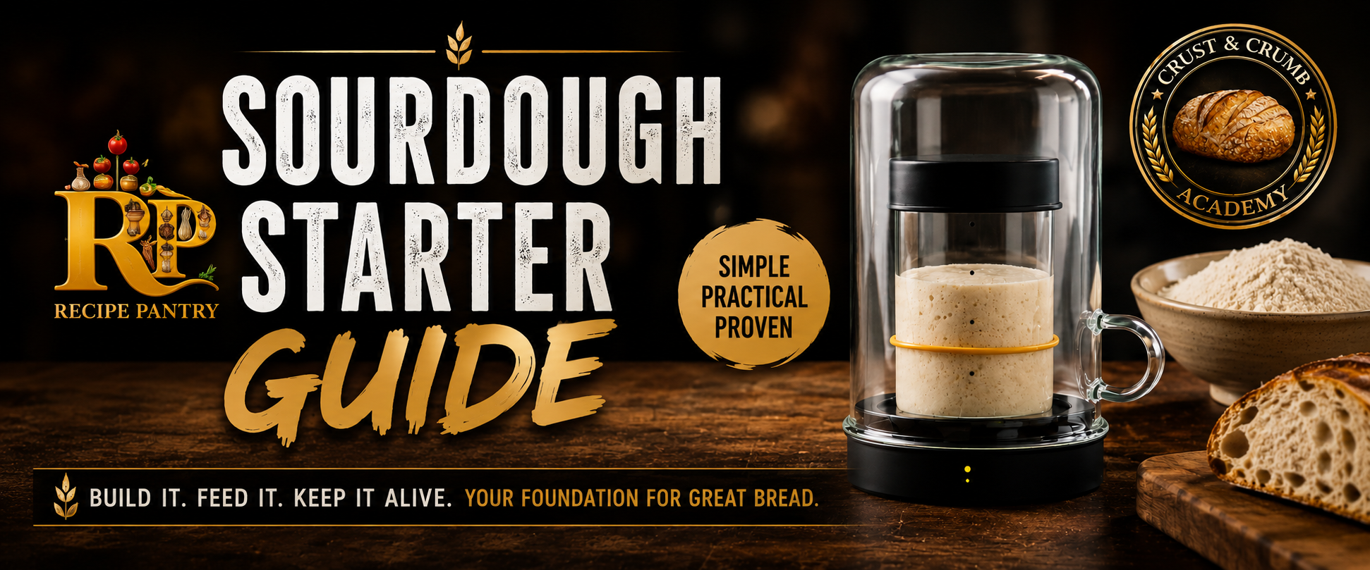 Sourdough Starter Guide — Simple, practical, proven. Build it. Feed it. Keep it alive. Your foundation for great bread.