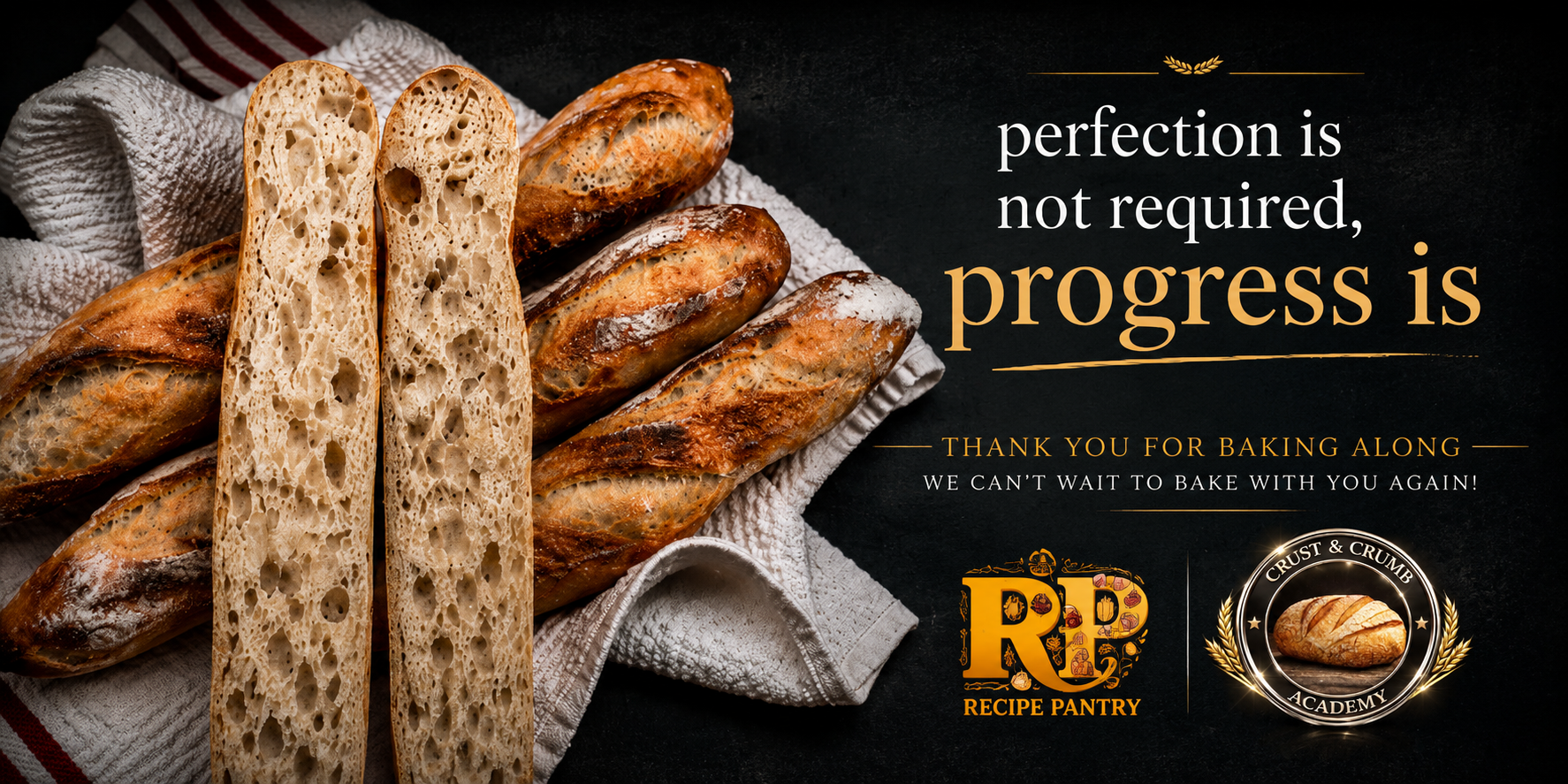 Perfection is not required, progress is. Thank you for baking along.
