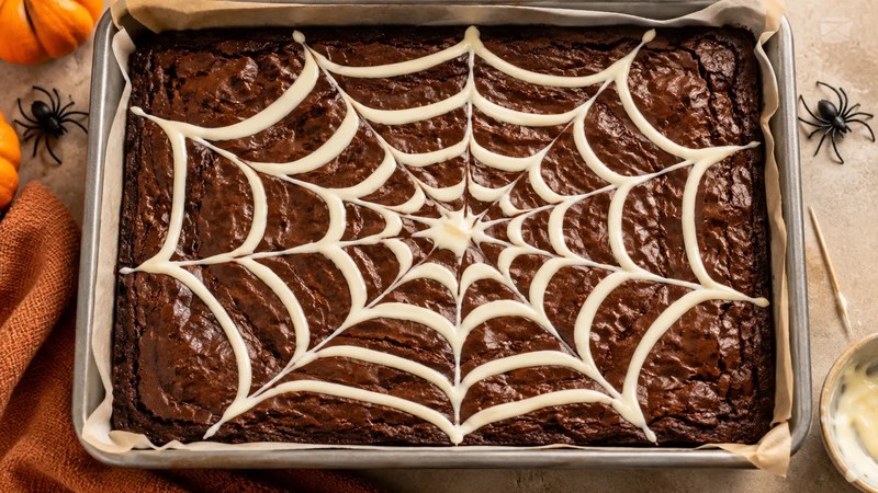 Easy Spiderweb Brownies for Kids | Halloween Baking Project