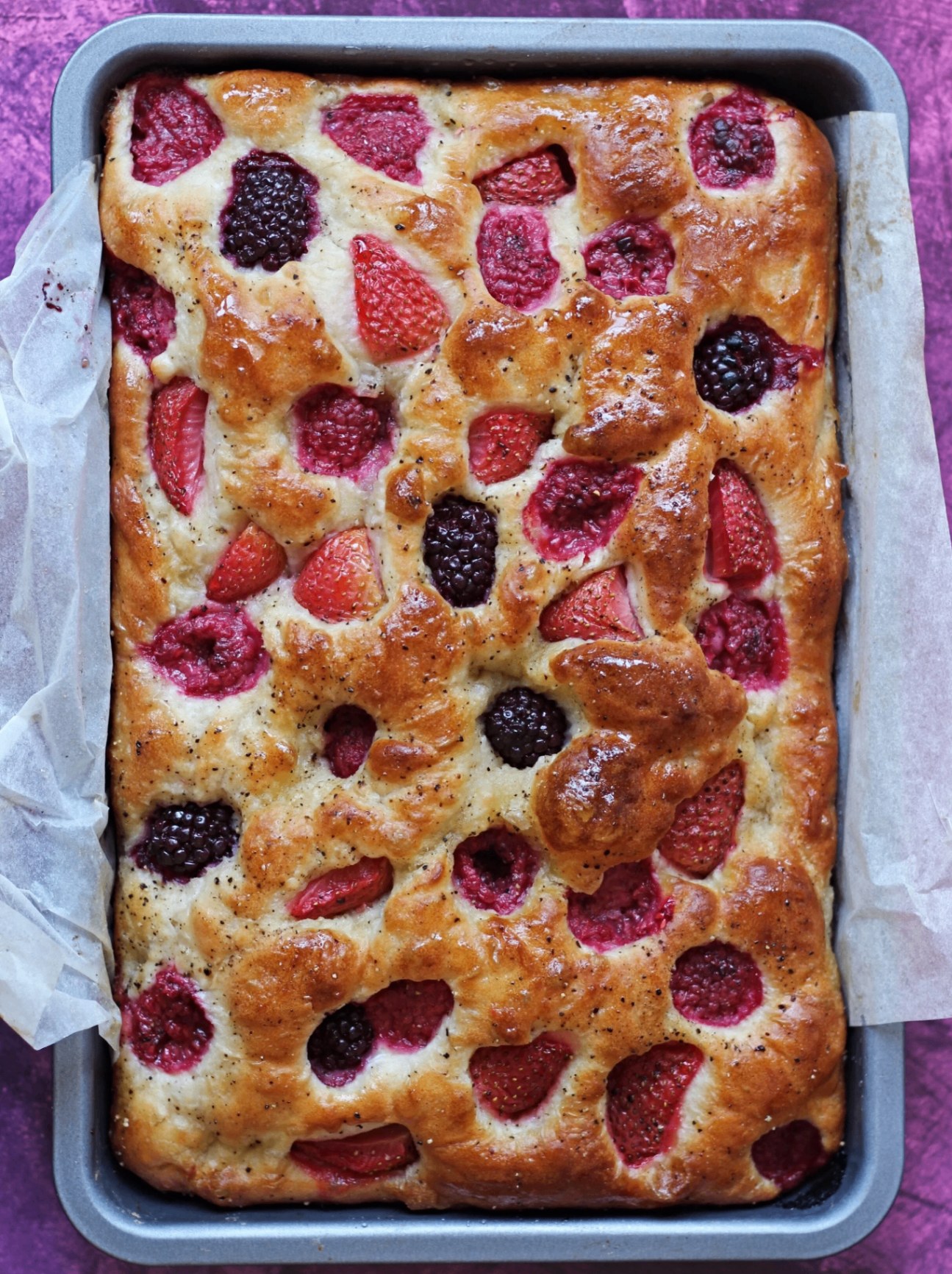 Mixed Berry Focaccia Art - finished bread