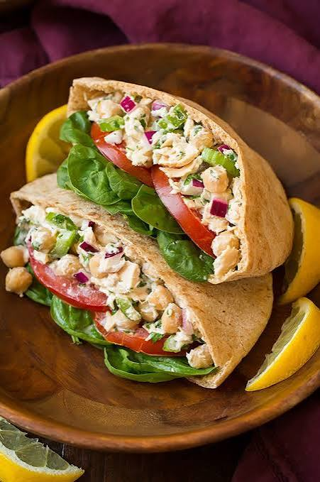 Pocket pita opened and stuffed