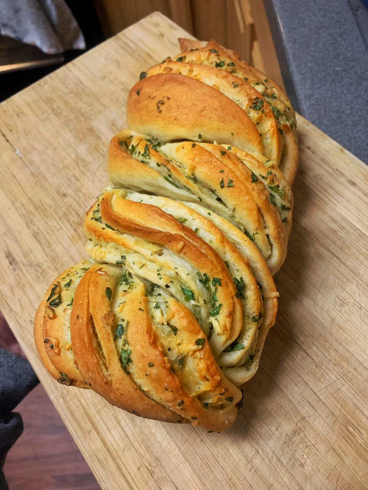Roasted Garlic and Gruyère Savory Babka - finished bread