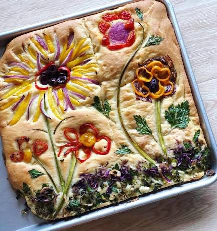 Sourdough Summer Garden Focaccia - finished bread